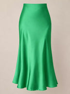 High-waisted Satin Midi Skirt (44)