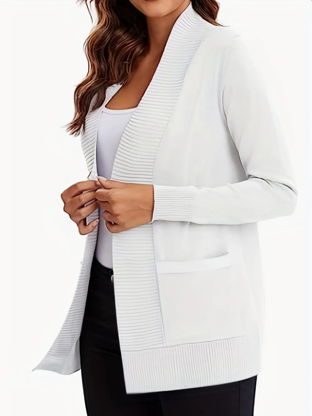 Open Front Long Sleeve Sweater Cardigan (19)