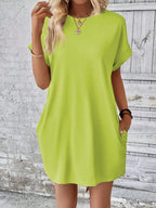 Round Neck Short Sleeve Mini Dress (12)