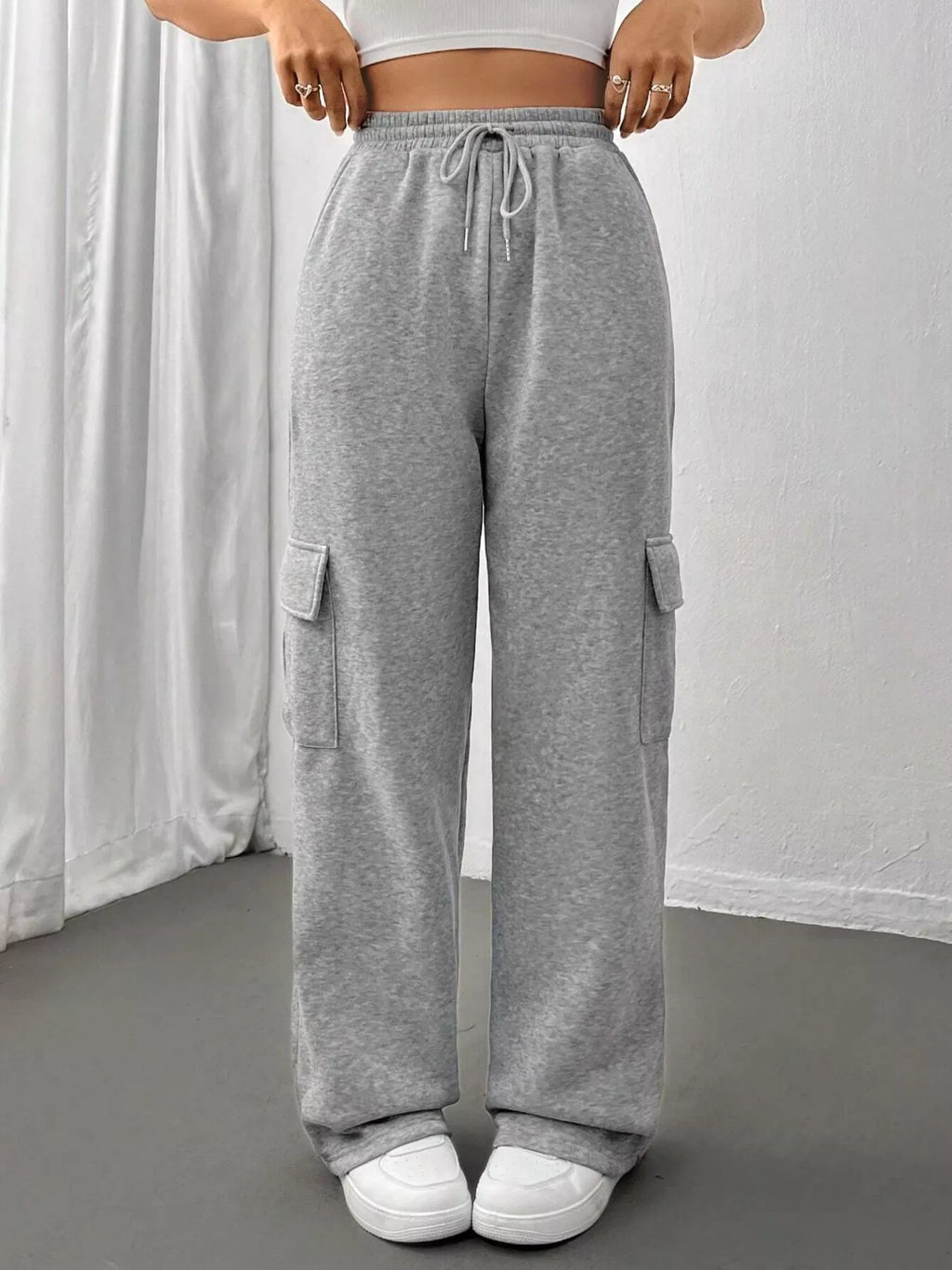 Relaxed Fit Pants Drawstring Waist (7)