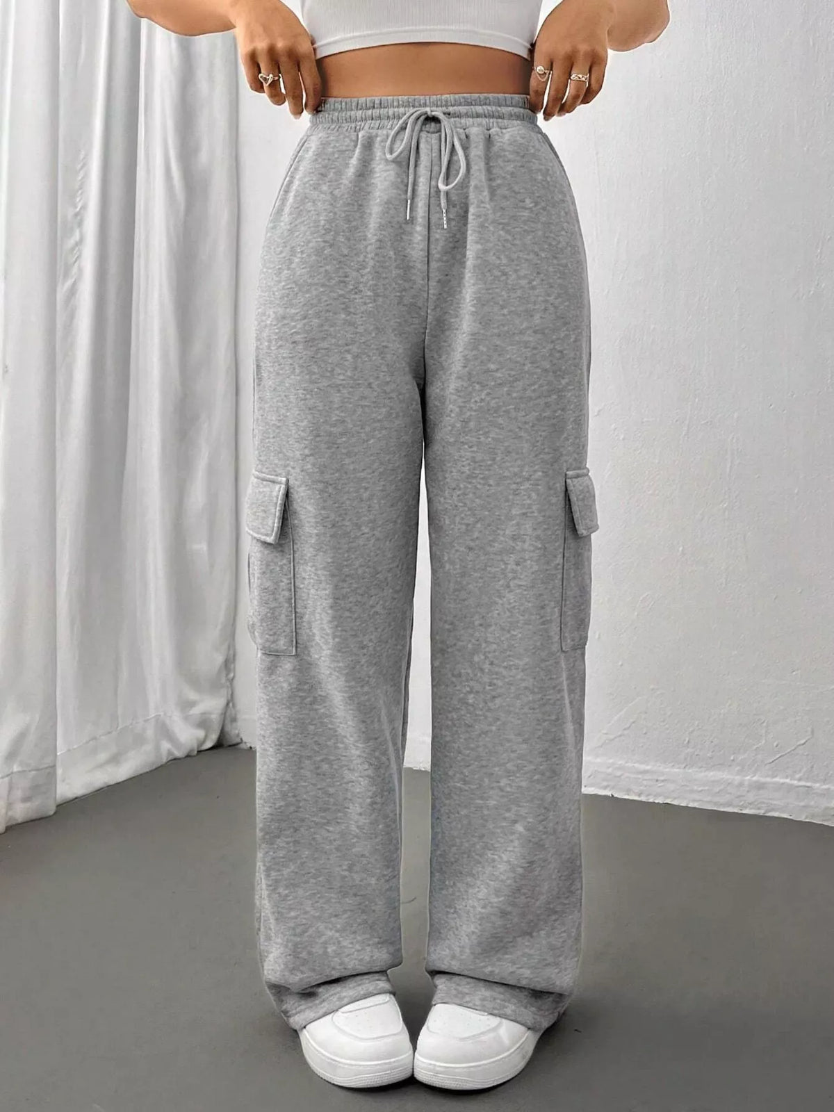 Relaxed Fit Pants Drawstring Waist (7)