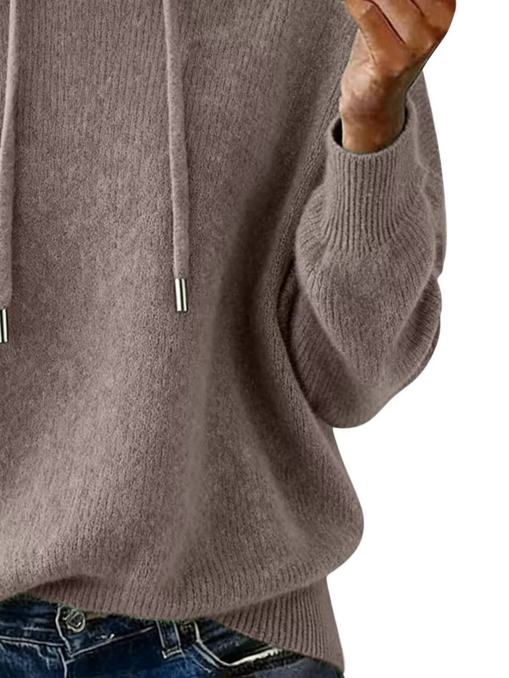 Drawstring Long Sleeve Hooded Sweater (30)