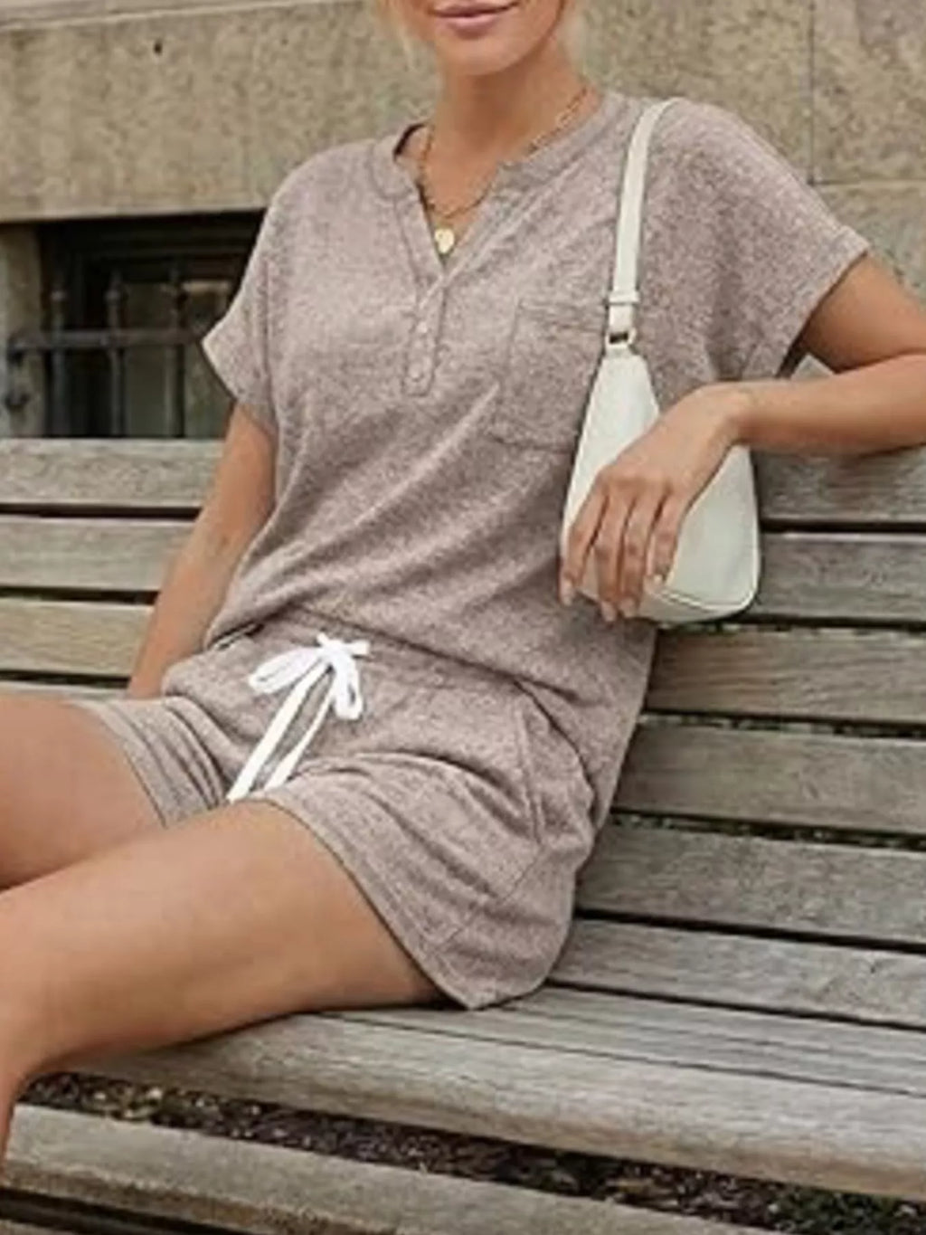 Short Sleeve Top Shorts Set (13)