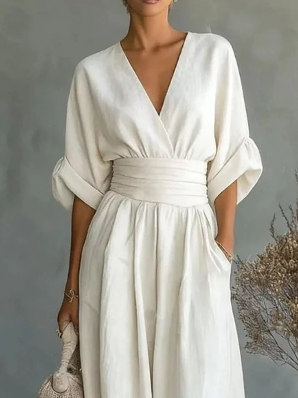 Full Size Half Sleeve Wide-leg Jumpsuit Plus (14)