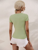 Cutout Round Neck Short Sleeve Knit Top (8)