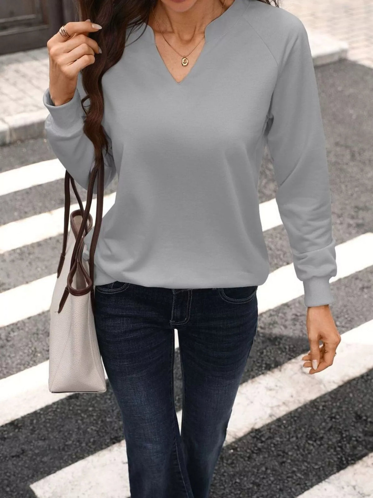 Notched Raglan Sleeve Sweatshirt (8)