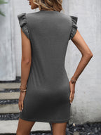 Round Neck Butterfly Sleeve Dress Pocket (6)