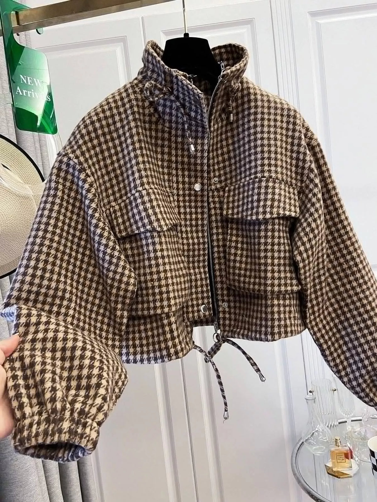 Plaid Cropped Zip-up Jacket (7)