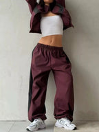 Block Zip Up Outerwear Pants Set (19)