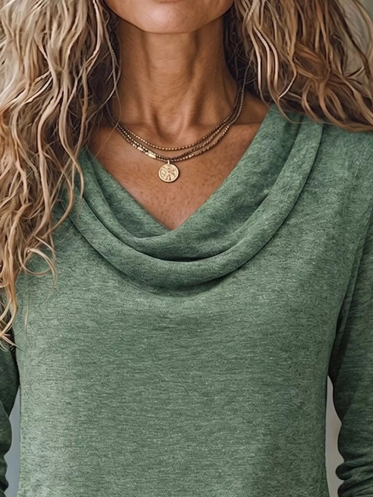 Cowl Neck Long Sleeve T-shirt (5)