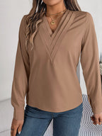 Layered V-neck Long Sleeve Blouse (15)