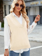 Side Slit V-neck Sweater Vest (20)