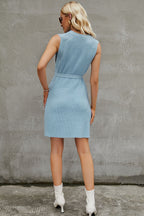 Round Neck Slit Sleeveless Sweater Dress (2)