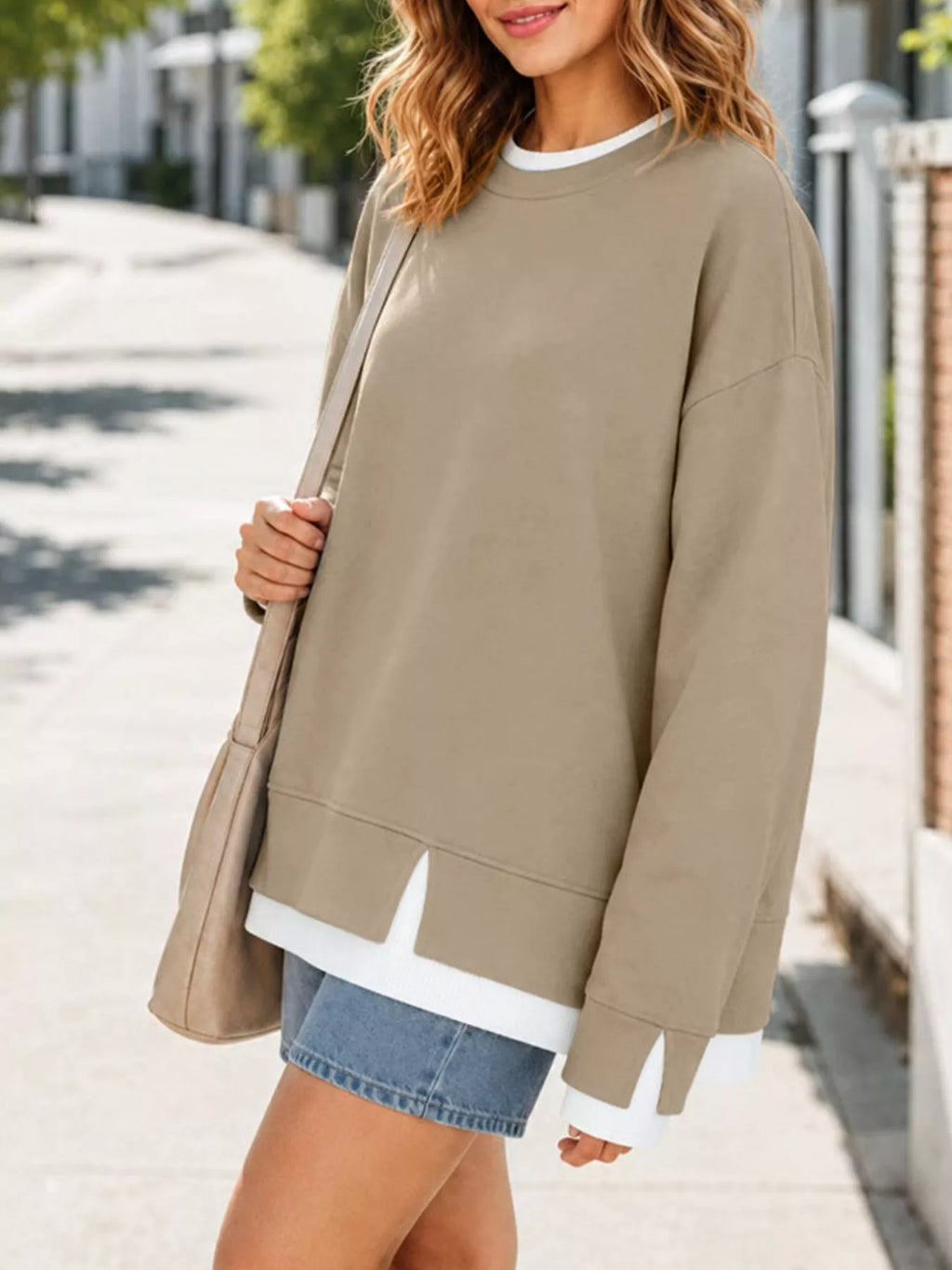 Crewneck Sweatshirt Contrast Ribbed Trim (16)