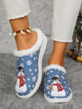 Snowman Print Flat Slippers Faux Fur (2)