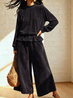 Velvet Peplum Top Wide-leg Pants Set (8)