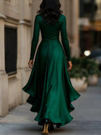 Elegant Wrap Dress Ruffled Hem (6)