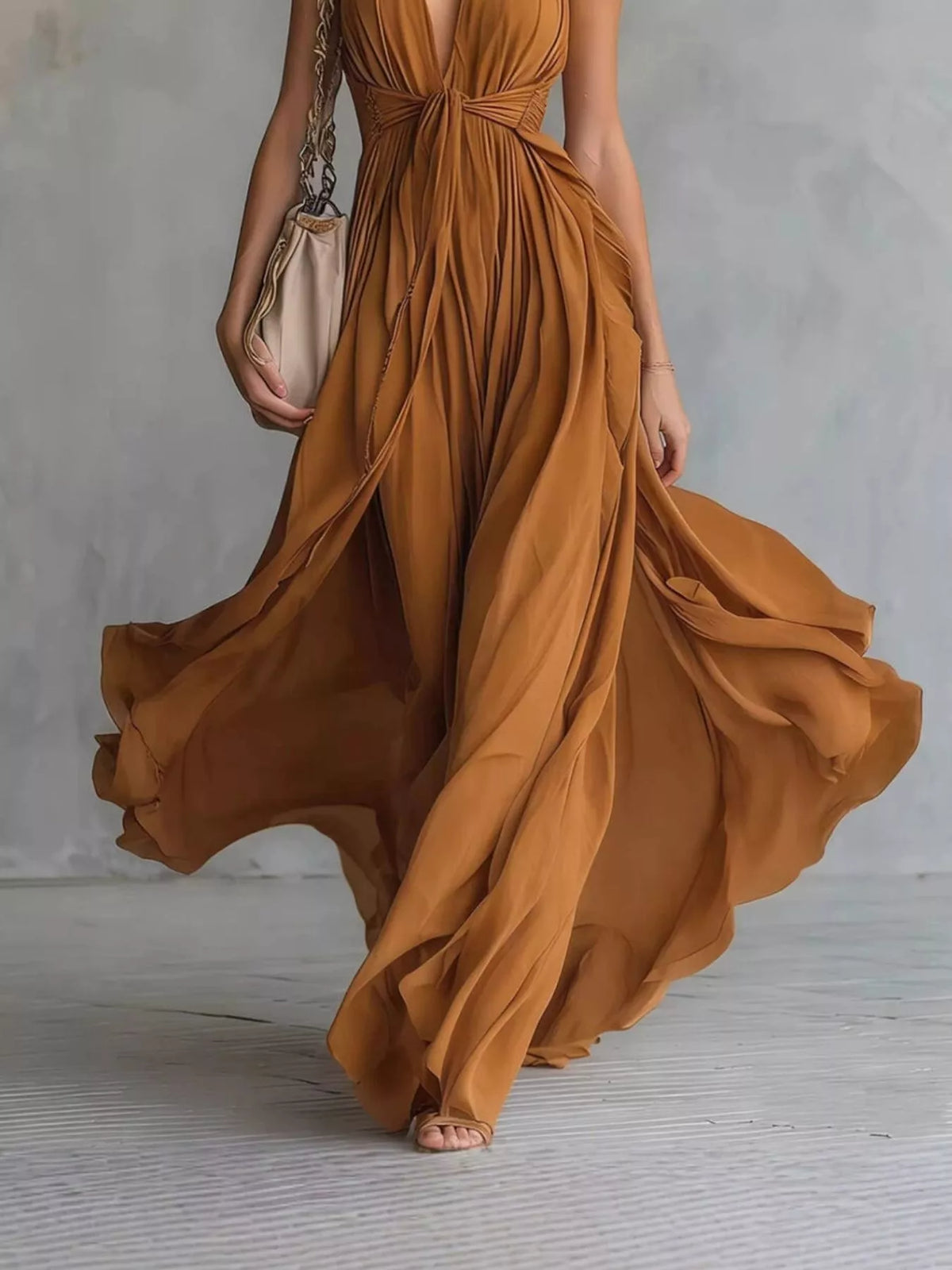 Crisscross Back Ruched Maxi Dress (6)