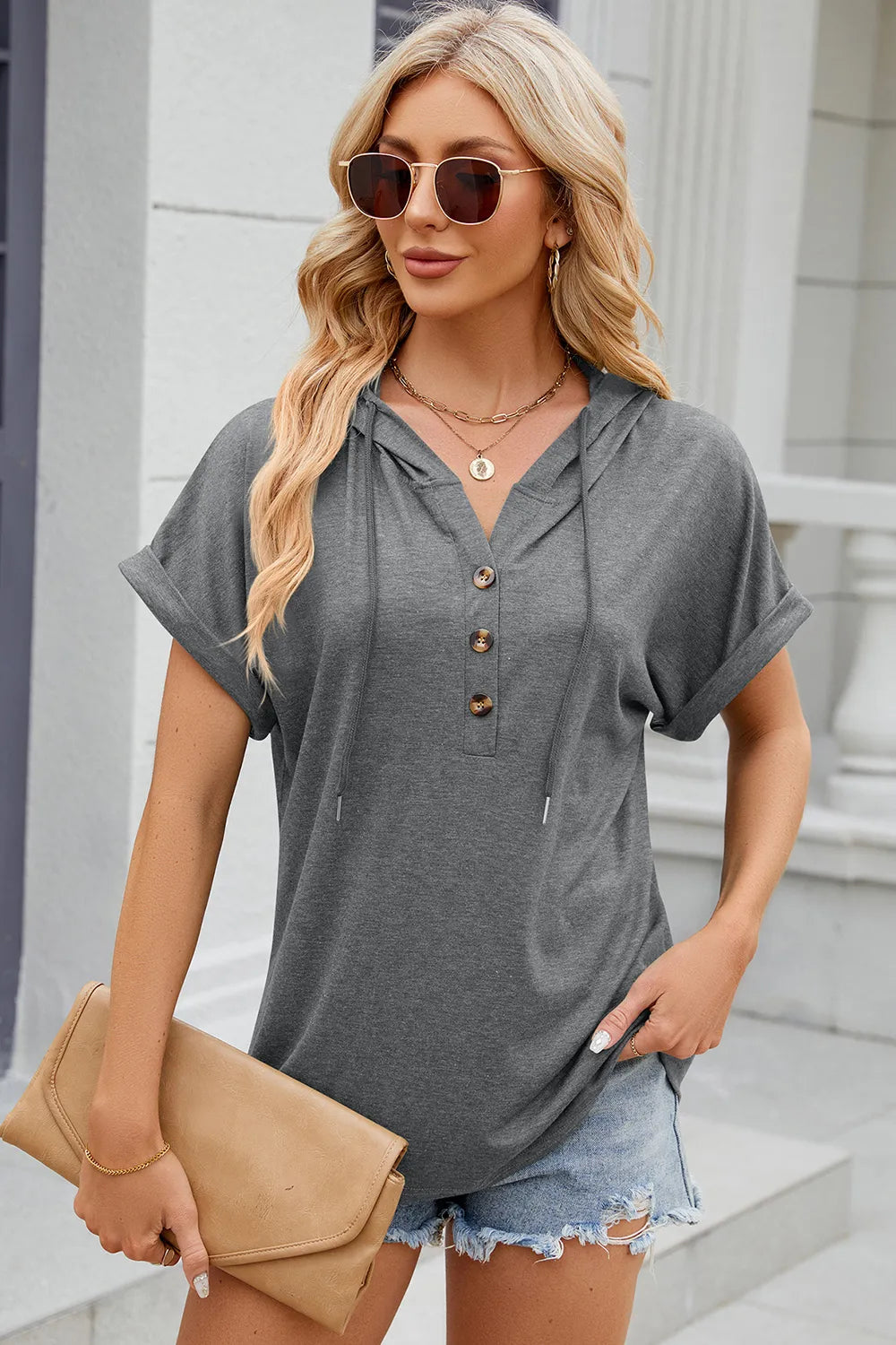 Hooded Short Sleeve T-shirt (10)