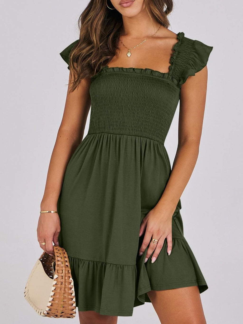 Smocked Ruffle Hem Mini Dress (20)