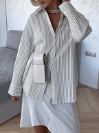 Oversized Striped Button-down Shirt (2)