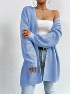 Open Front Dropped Shoulder Slit Cardigan (10)