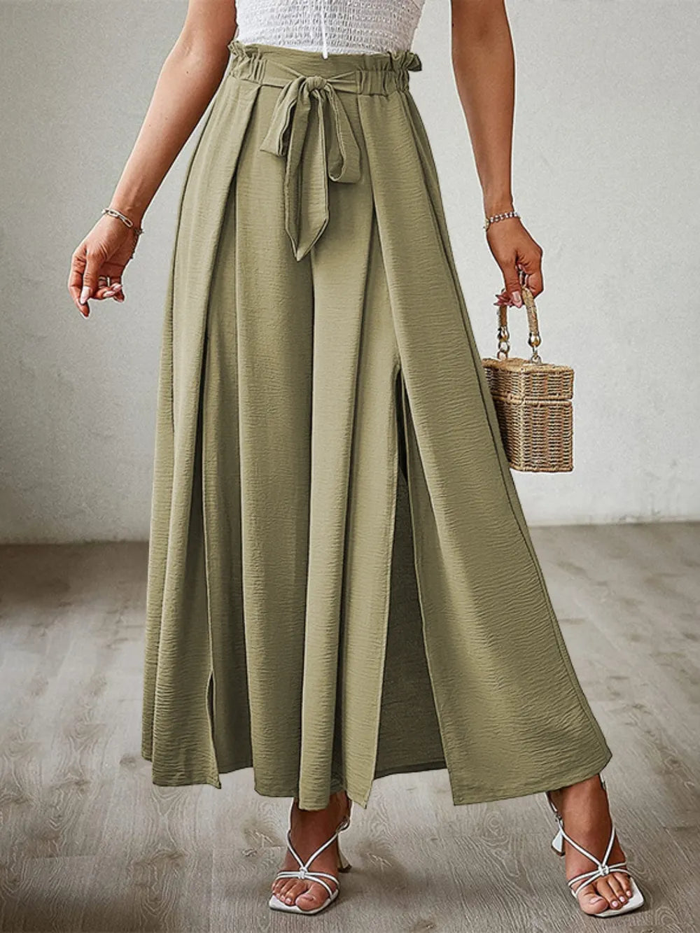 Tied Slit Wide Leg Pants (11)