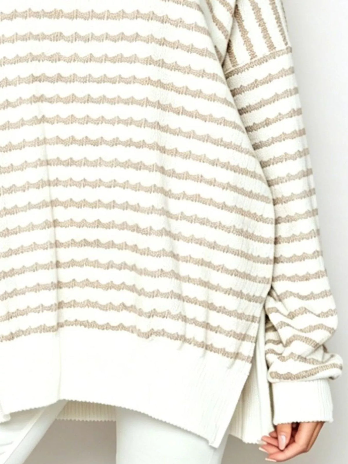 Oversized Striped Crew Neck Sweatshirt (4)