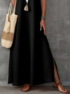 Sleeveless V-neck Side-slit Maxi Dress (6)