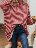 Striped Turtleneck Sweater Pockets (5)