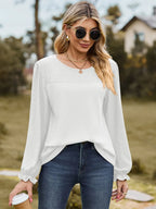 Round Neck Flounce Sleeve Top (7)