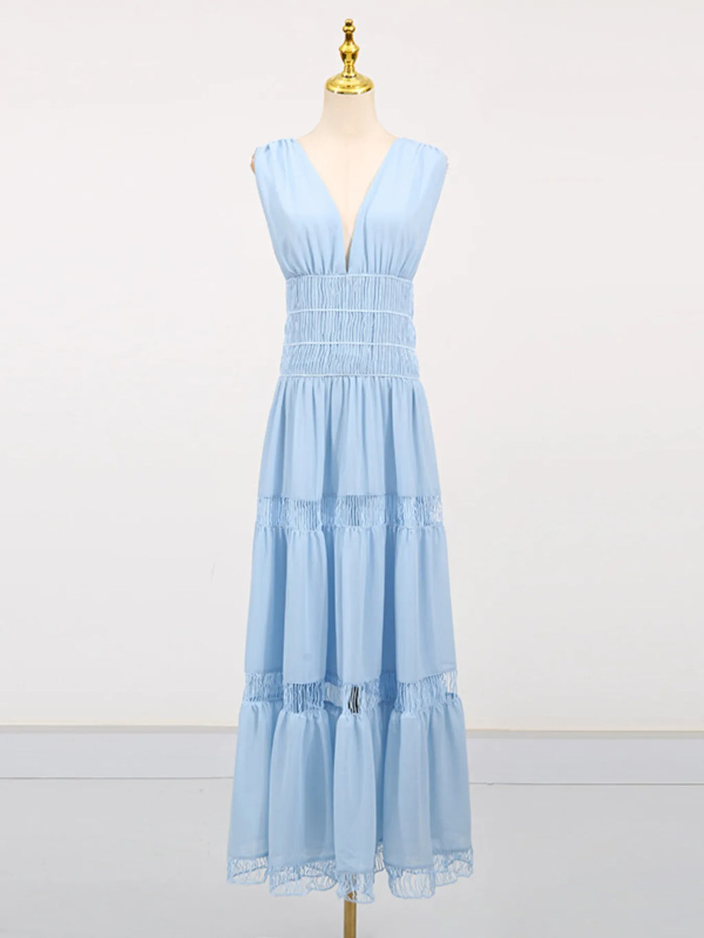 Tiered V-neck Sleeveless Maxi Dress (11)