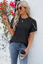 Round Neck Petal Sleeve T-shirt (7)