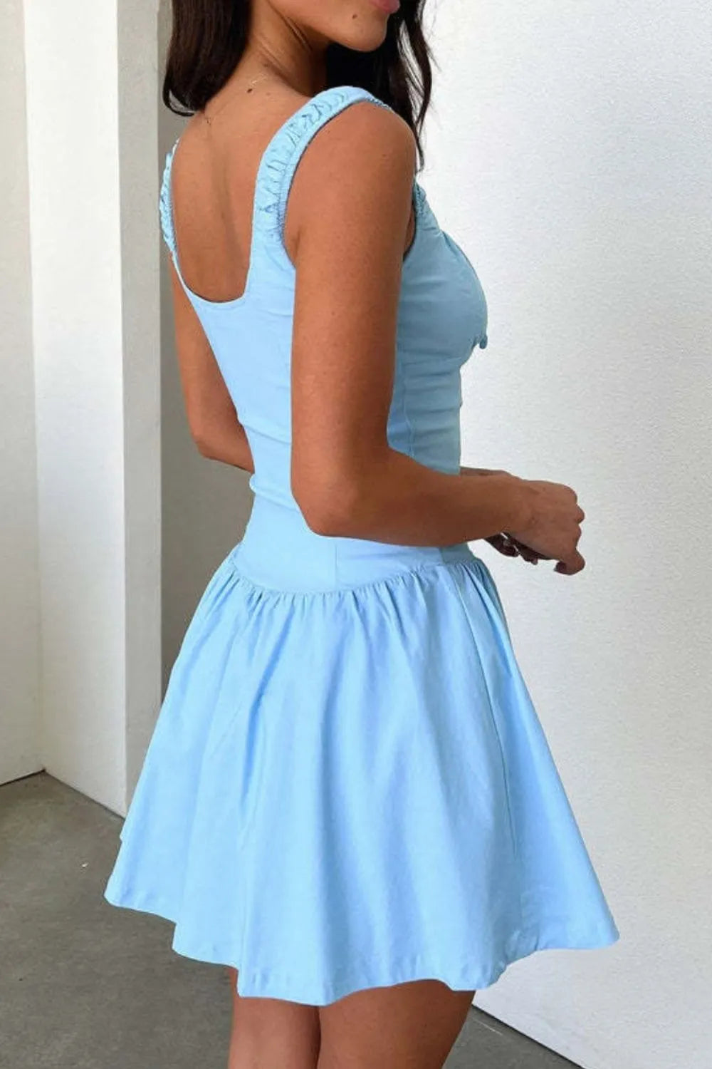 Decorative Button Square Neck Cami Dress (12)