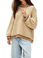 Oversized Striped Dropped Shoulder Sweater (10)