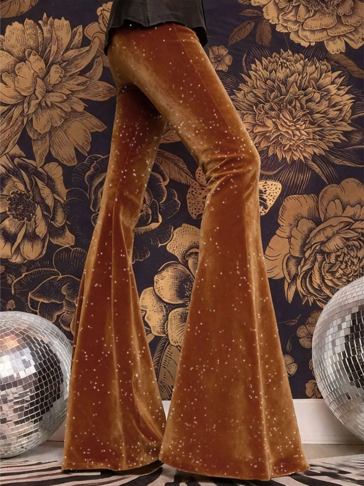 Velvet High Waist Flared Pants (6)