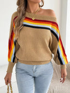 Striped Knit Boat Neck Sweater (8)
