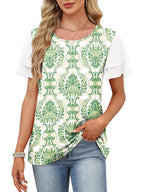 Layered Short Sleeve Round Neck T-shirt (25)