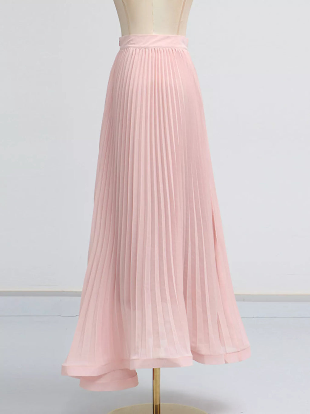 Frill Lapel Collar Top Pleated Skirt Set (19)