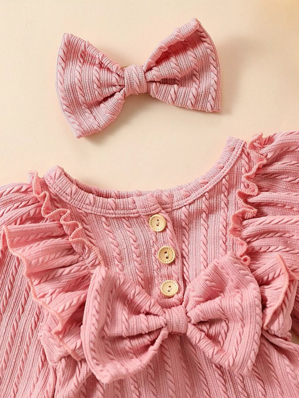 Children's Ruffled Long Sleeve One-piece Bodysuit Headband (6)
