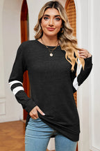 Striped Heathered Round Neck T-shirt (7)