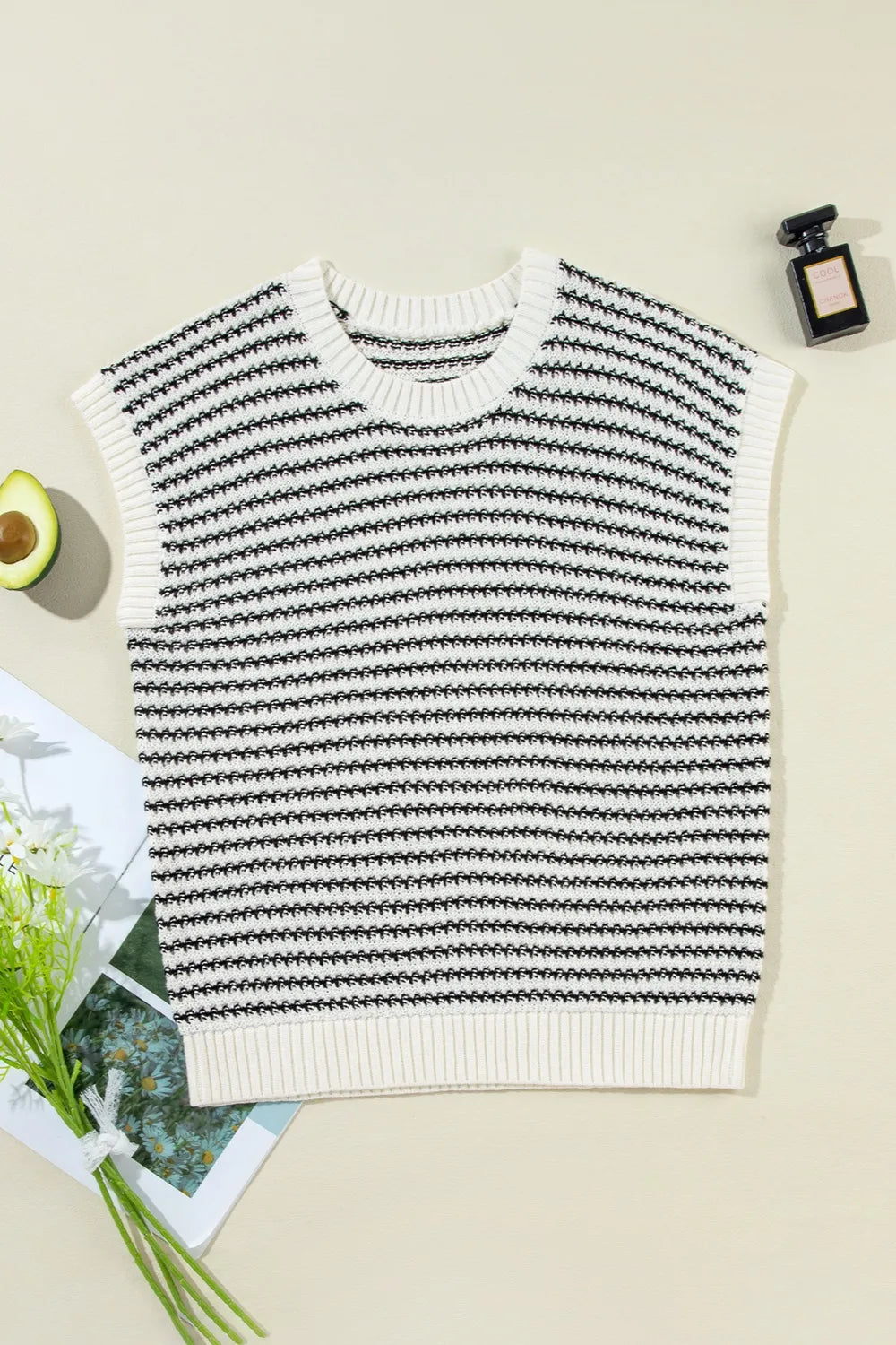 Striped Round Neck Sweater Vest (8)