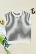Striped Round Neck Sweater Vest (8)
