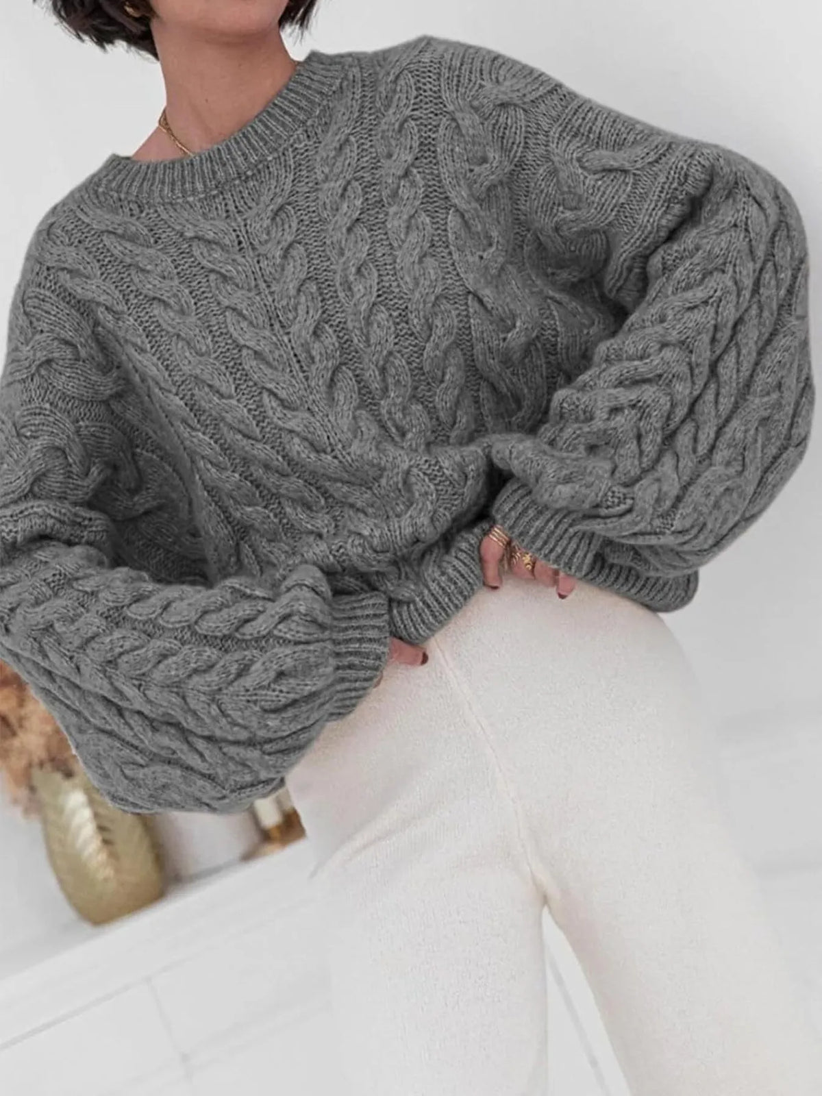 Cable Knit Long Sleeve Sweater (14)