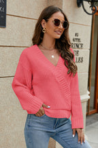Openwork Surplice Long Sleeve Sweater (12)