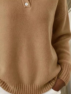 Full Size Button Detail Dropped Shoulder Sweater Plus (12)