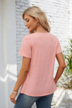 Decorative Button Scoop Neck T-shirt (5)