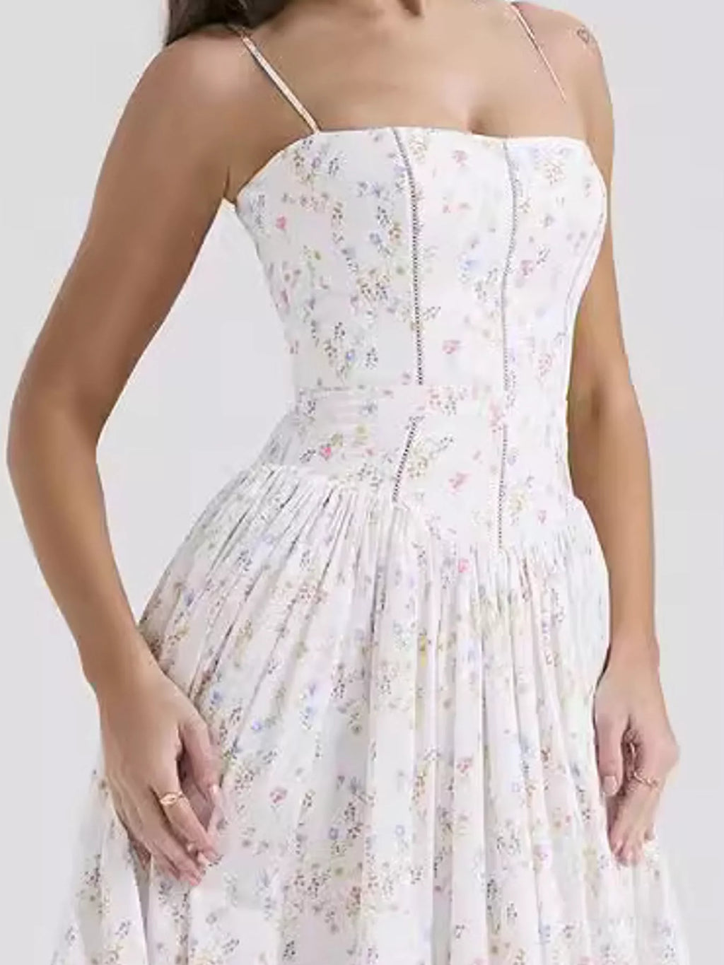 Floral Spaghetti Straps Midi Dress (22)