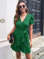 Tied Surplice Short Sleeve Dress (4)