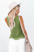 Openwork Tassel Hem Knit Tank (7)